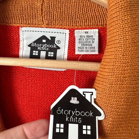 NWT Storybook Knits Southwest Print Orange Cardigan Sweater Women's Plus Size 1X - Picture 5 of 8